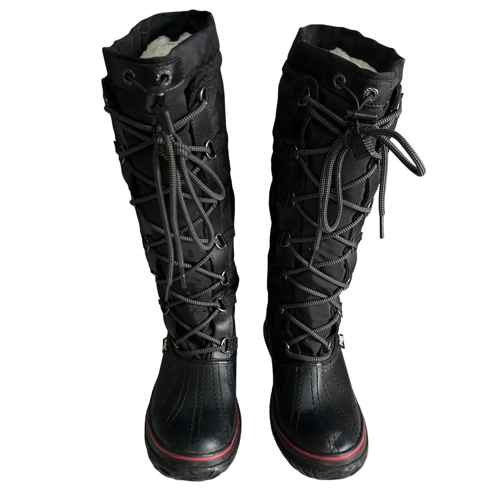 Pajar Tall Winter‎ Duck Snow boots Women EUR 39 US 7 - 7.5 Black Lace up Sherpa